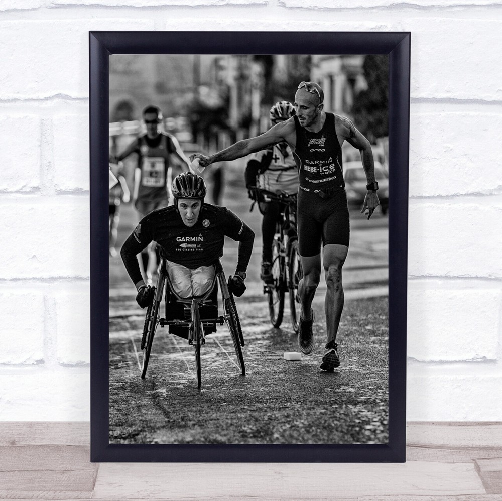 Cooling Down Race Running Runner Run Sports Helmet People Help Wall Art Print