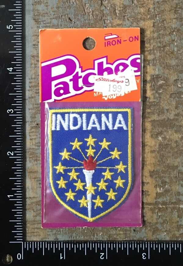 Vintage INDIANA State Flag Emblem Travel Souvenir Patch MIP Voyager