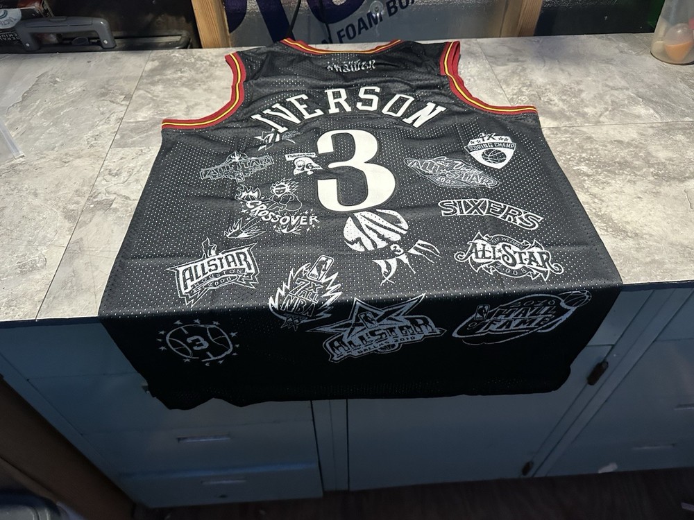 Men's Philadelphia 76ers Allen Iverson Mitchell & Ness Tattoo Swingman Jersey 2X