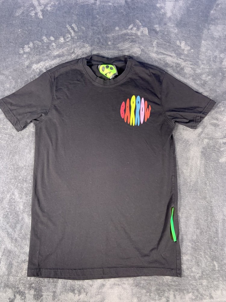 Barrow Smiley Face Graphic T-Shirt Men's Size M Black Cotton Holographic Patch