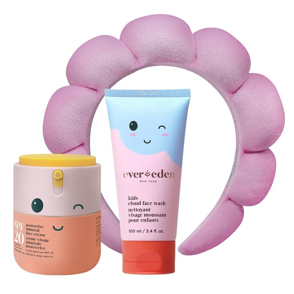 Kids Happy Morning DUO with Spa headband for Girls: Clean & Vegan Skin Care f...