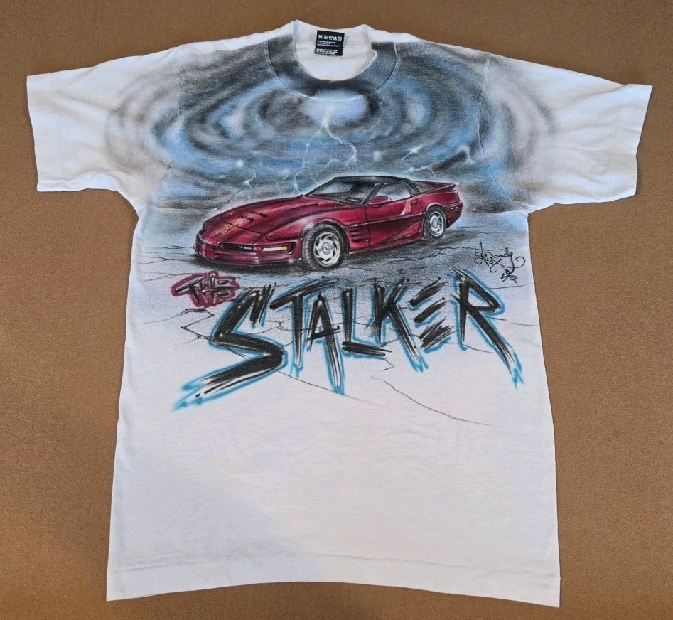 Vintage Corvette 90s Screen Stars Best T Shirt Mens Small Airbrush Car