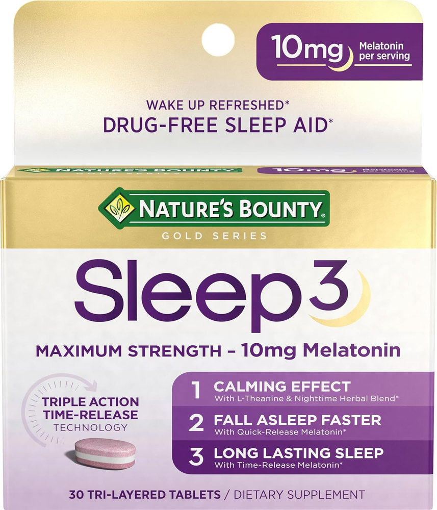 Melatonin by , Sleep3 Maximum Strength 100% Drug Free Sleep Aid, Dietary Supplem