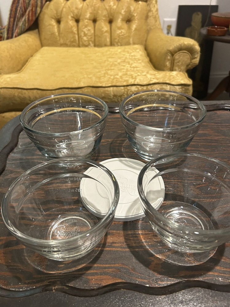 Pampered Chef 4-Piece Glass Measuring Prep Bowl Set