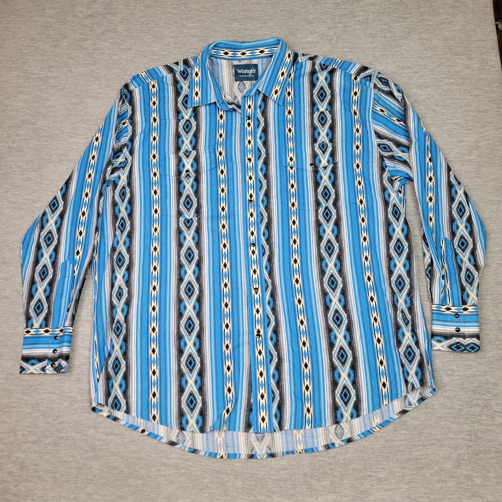 Wrangler Aztec Pearl Snap Shirt Mens XXL Western