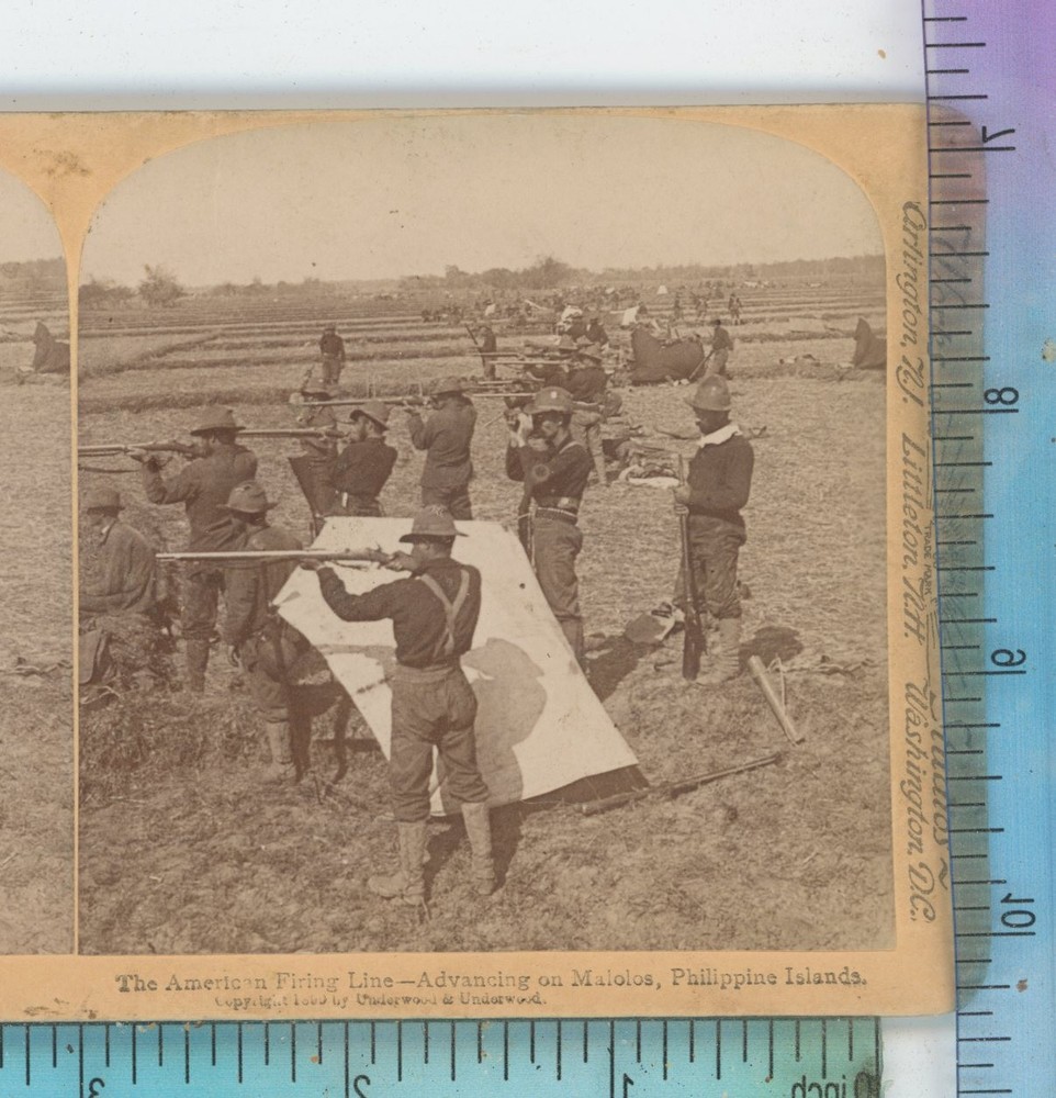 American Firing Line Malolos Philippines Underwood Stereoview