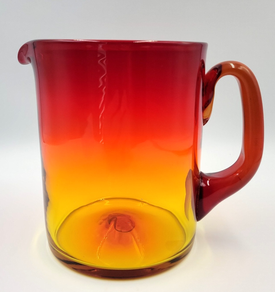 Vintage Blenko Glass #745 Tangerine Pitcher  GLOWS