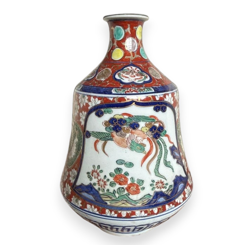 Imari Porcelain Vase Meiji Period 19th C Japanese Antique Ceramic Vessel 11 inch
