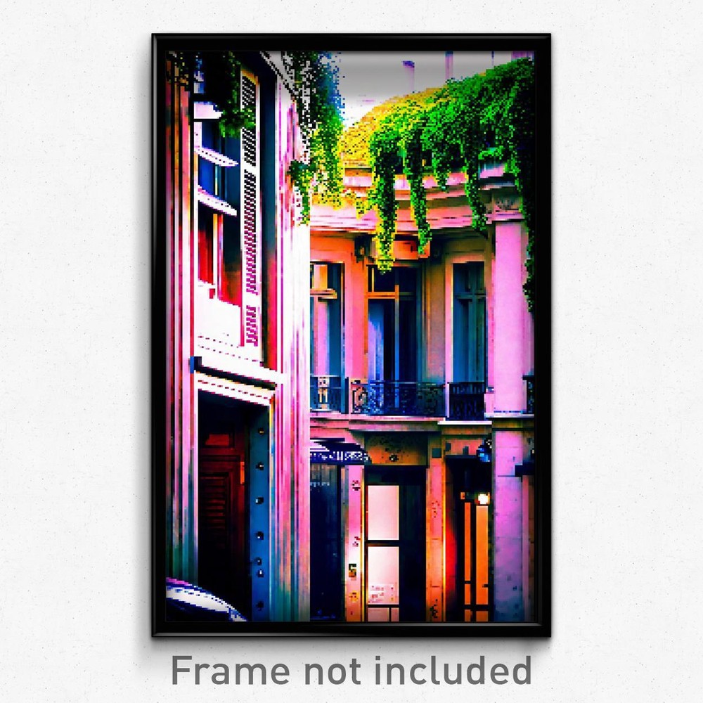 Pixel Art Poster - Homely Paris (8 Bit Psychedelic Trippy Video Game Print)