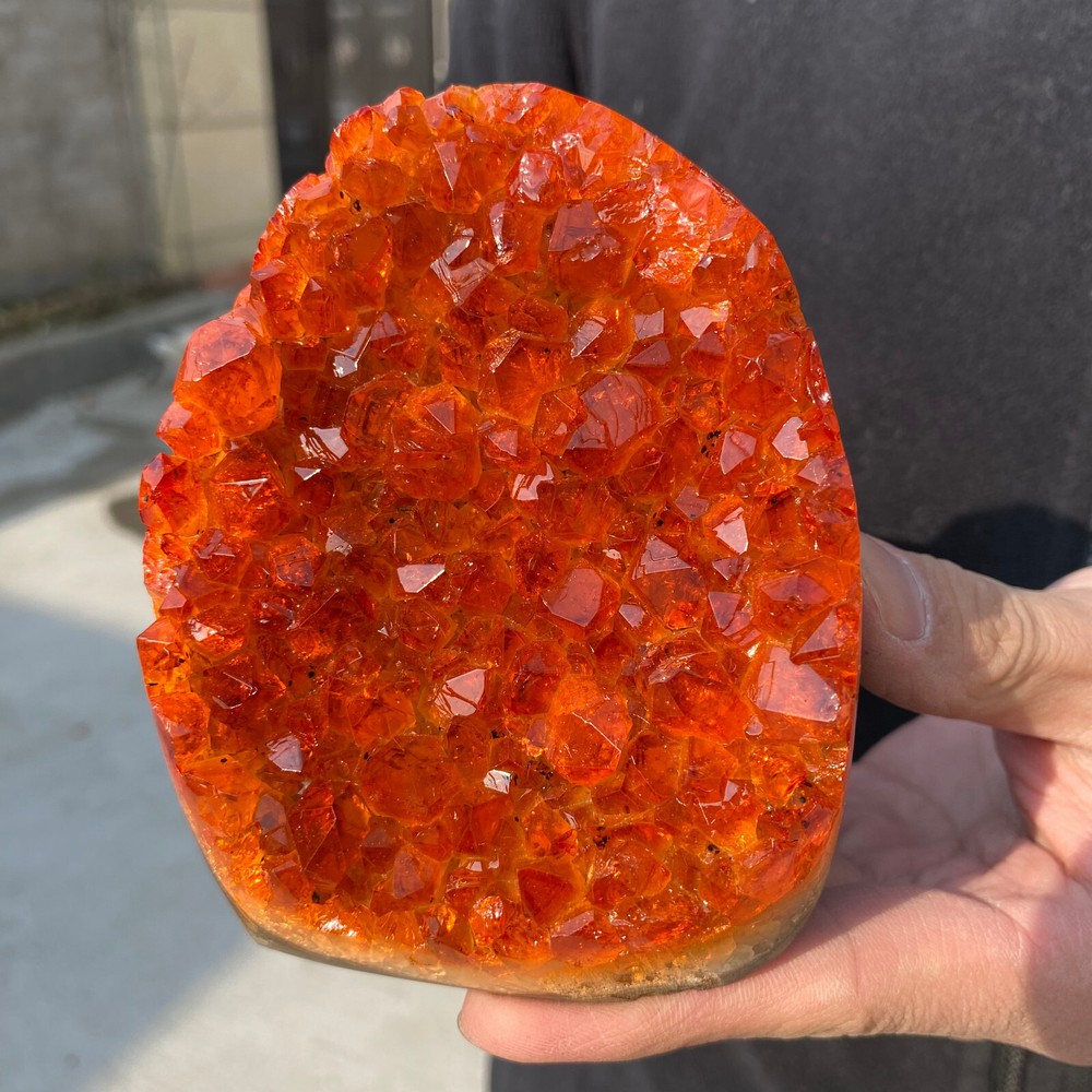 1.7LB Natural Citrine Geode Quartz Cluster Crystal Healing Specimen Cathedrals