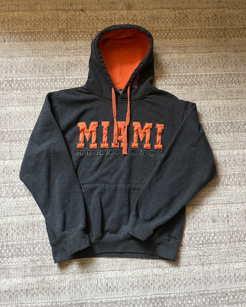 Grey and Orange Miami Hurricanes College Hoodie for Fans