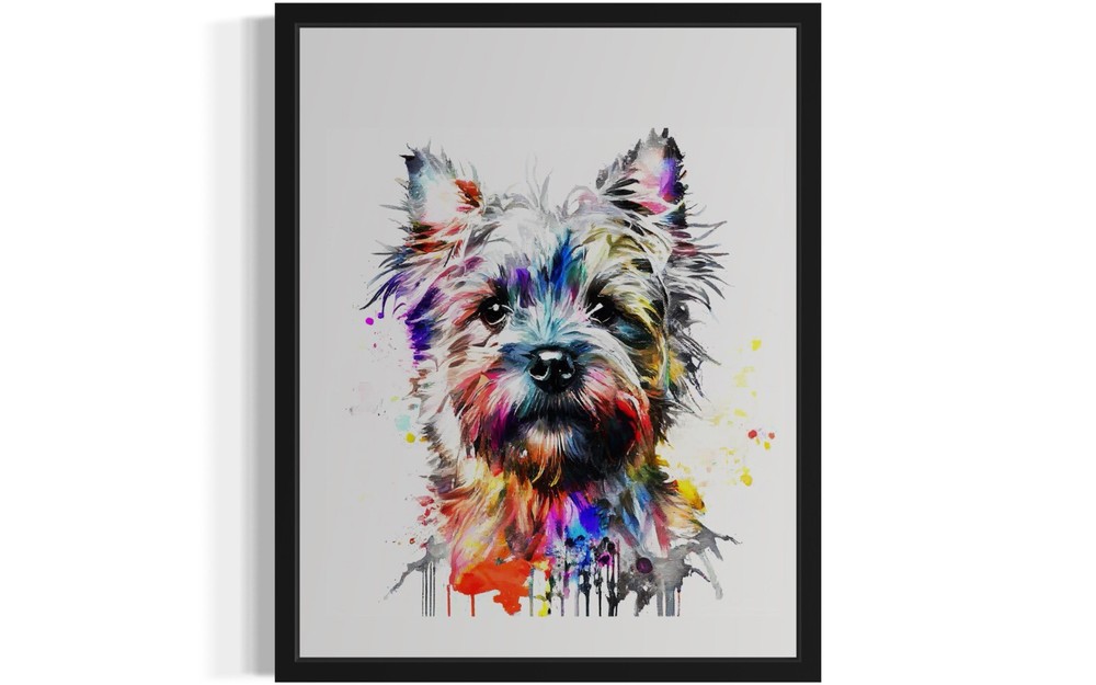 Cairn Terriers Dog Watercolor Photo Art Print Poster Wall Art Painting
