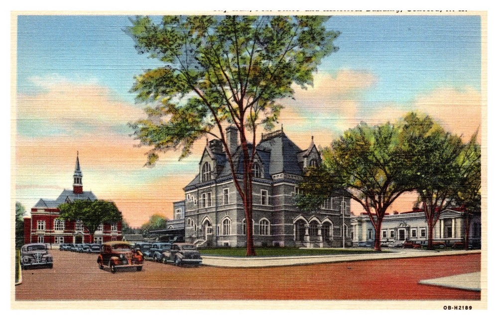 Concord New Hampshire City Hall Post Office Historical Building Linen Postcard