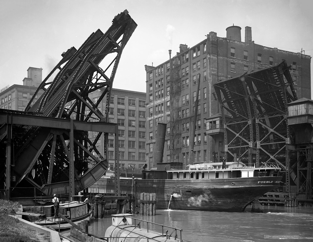 1907 The Pueblo & Jackknife Bridge, Chicago Old Photo 8.5