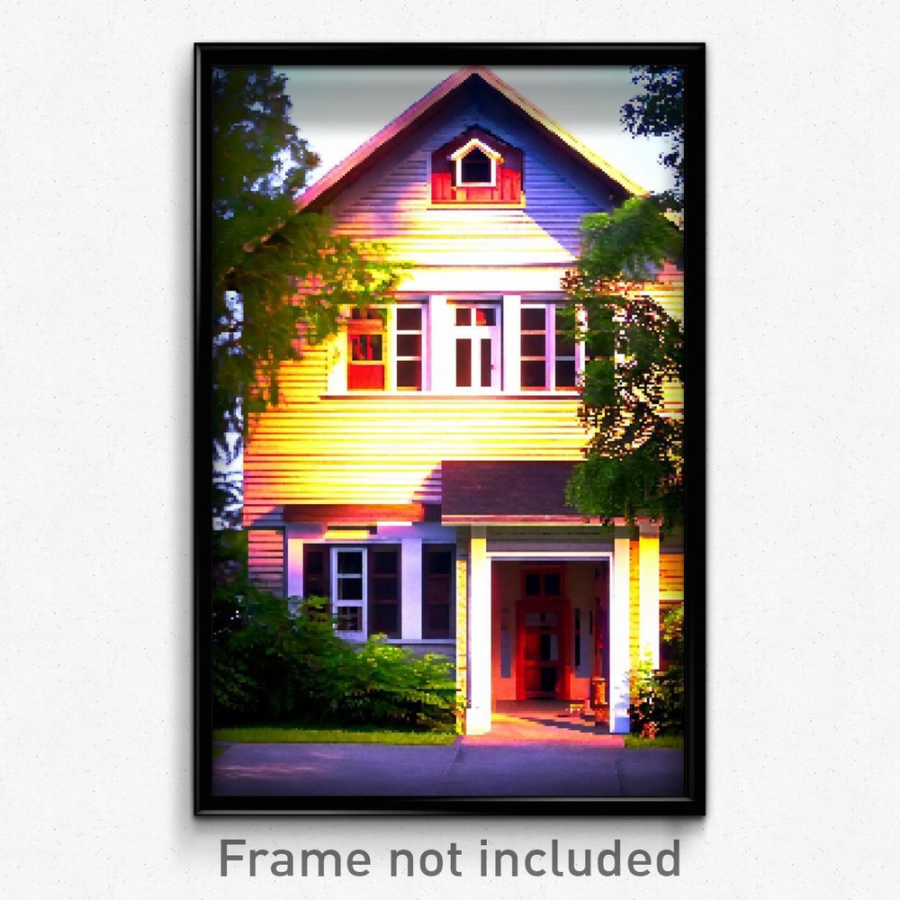 Pixel Art Poster - Neglected House (8 Bit Psychedelic Trippy Video Game Print)