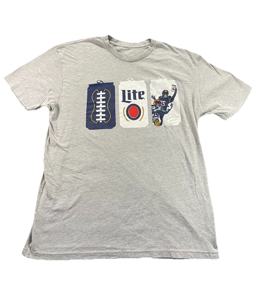 Miller Lite Chicago Bears T-Shirt Mens Large Gray Football Beer Graphic