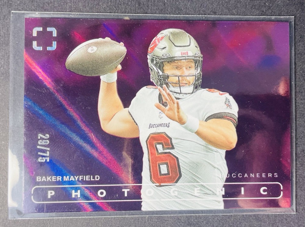 Baker Mayfield 2024 Panini Photogenic Purple /75 Tampa Bay Buccaneers