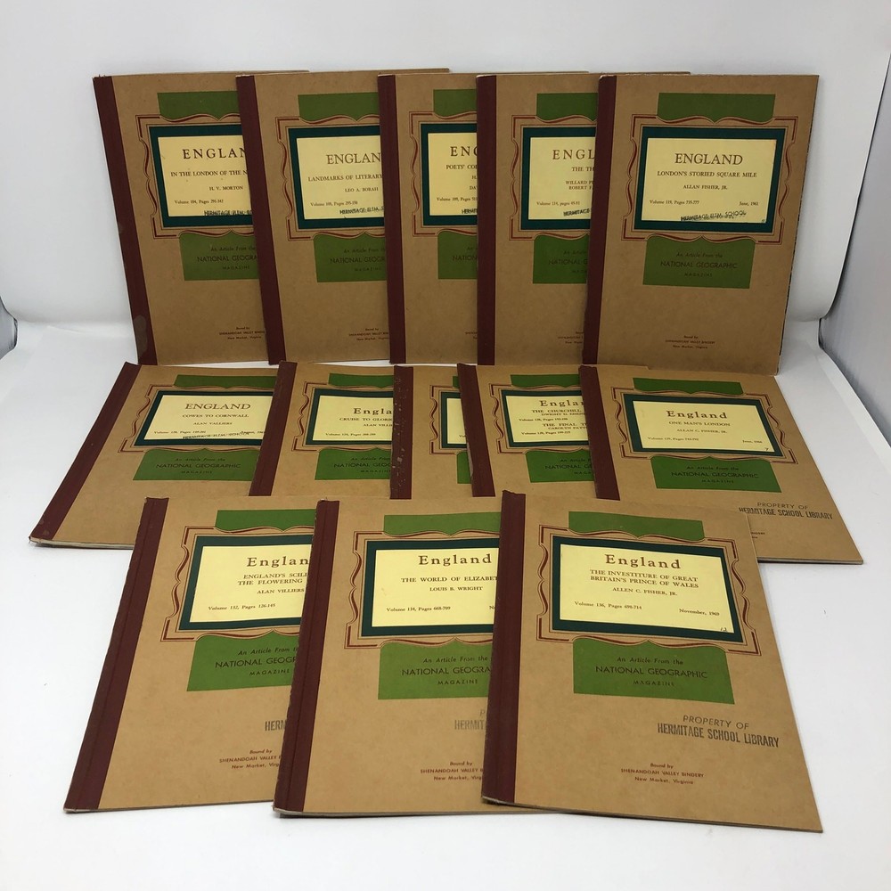 13 Issues 1950's 1960's National Geographic Magazines Vintage Photos England