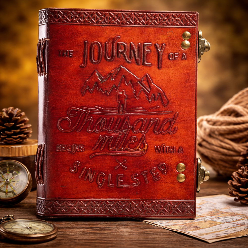 Leather Journal Handmade 7x5'' Vintage Diary Notebook Double Lock 200 Blank Page