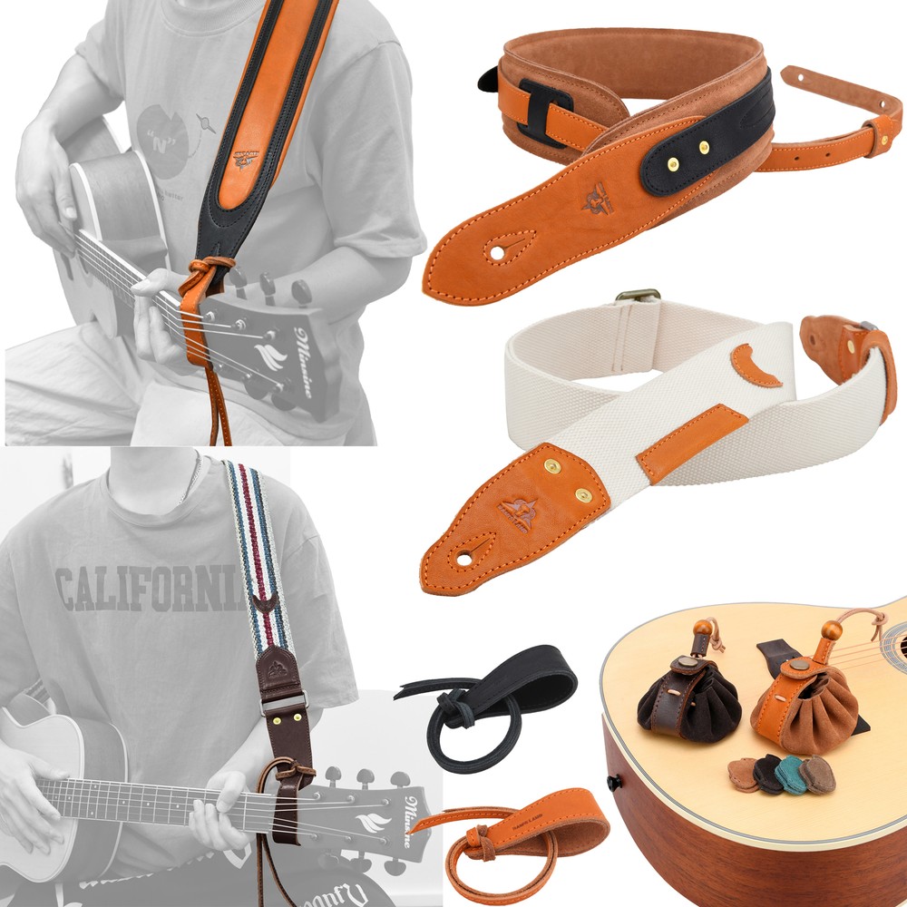 Padded Leather /Canvas Guitar Bass Strap,Guitar Picks Pick Bag,Guitar Neck Strap