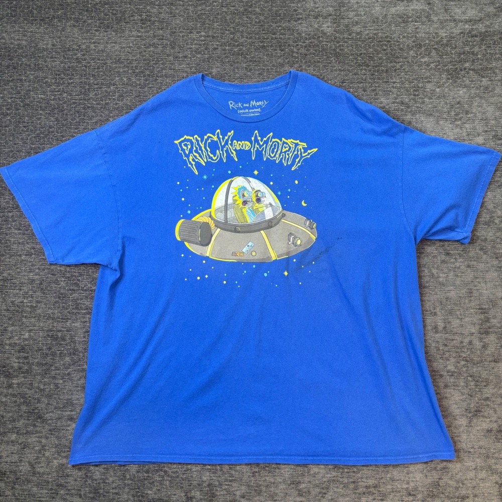 Rick and Morty Adult Swim Ripple Junction Blue Graphic T-Shirt Mens 3XL Space