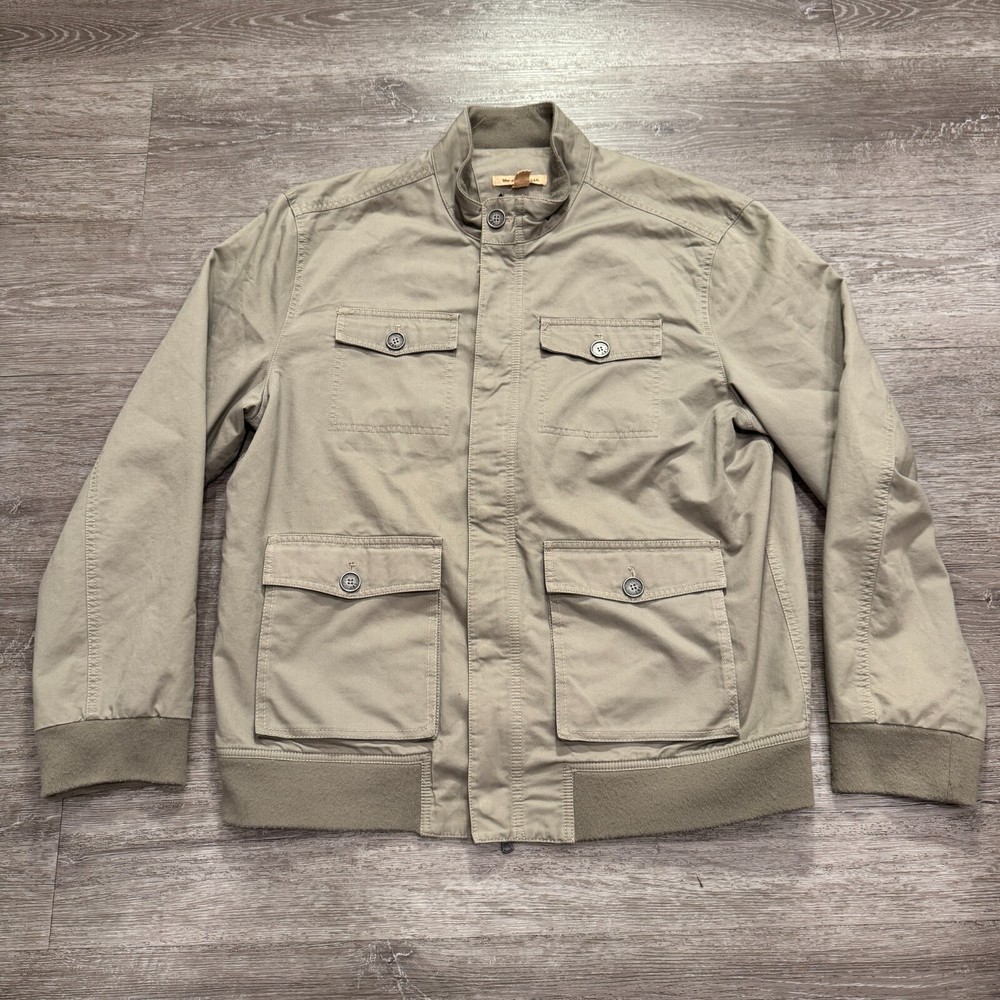 John Varvatos Jacket Mens 2XL Field Jacket Military Utility Full Zip Hem Ribbed