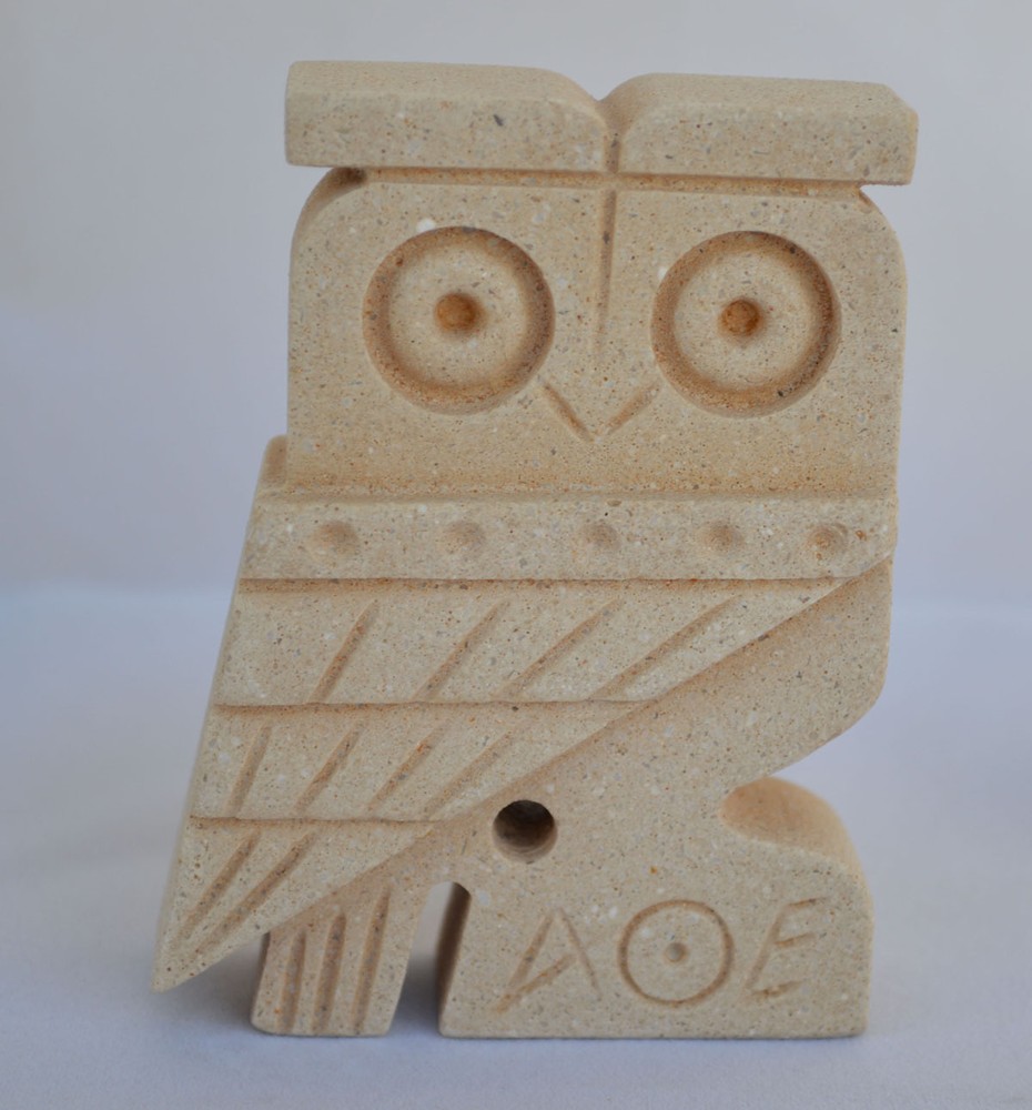 Athena Cycladic Owl Mini Statue - Ancient Greek Goddess Art