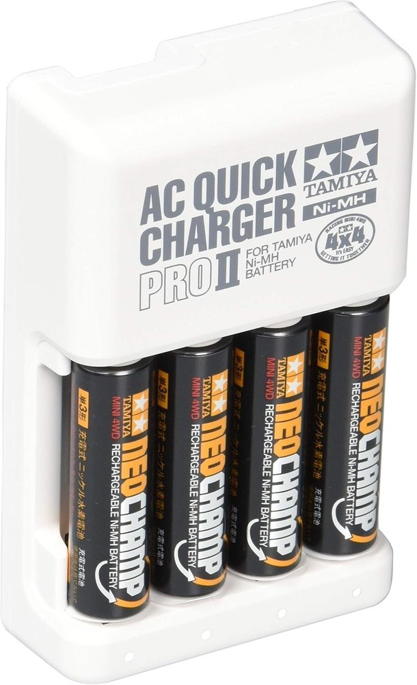 Tamiya AC Quick Charger II with 4 NeoChamp Ni-MH Batteries for Mini 4WD 55116