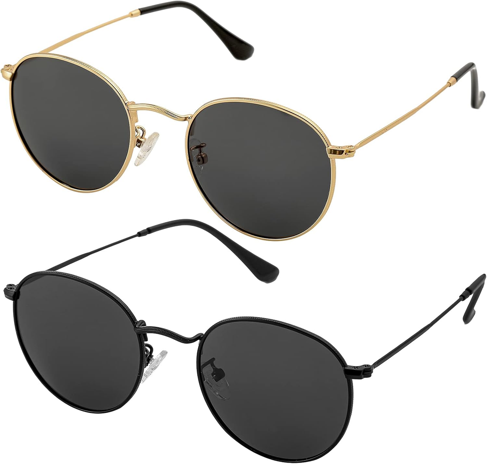 Round Polarized Sunglasses for Men & Women with Metal Frame – Classic Circle Style