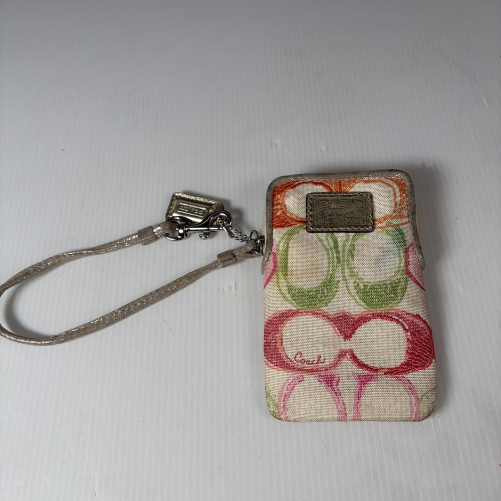 Vintage Y2K Coach Poppy Signature C Canvas Wristlet Wallet Phone Pouch Case