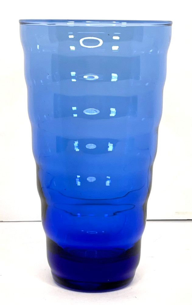 VTG Anchor Hocking Cobalt Blue Ribbed Beehive Tumbler Glass 6