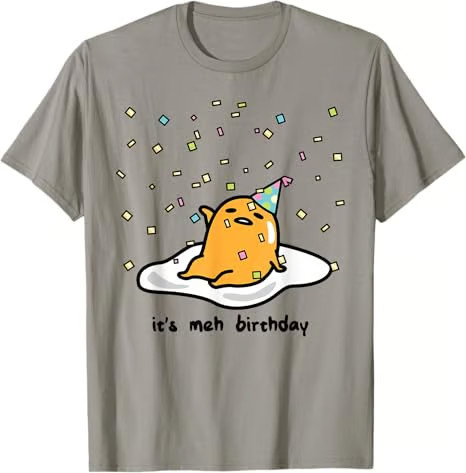 Gudetama The Lazy Egg It's Meh My Birthday Confetti Party T-Shirt Small