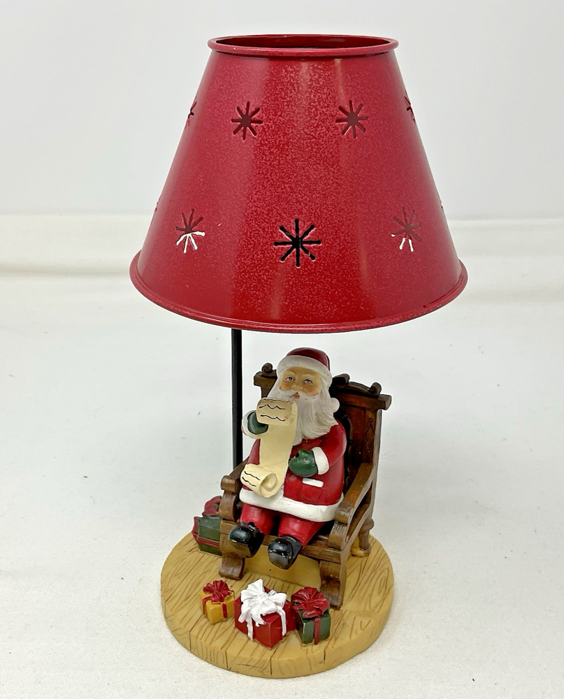 Yankee Candle Christmas Tea Light Holder SANTA CHECKING HIS LIST 8”