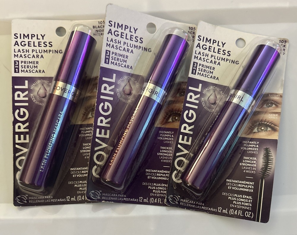 Covergirl Simply Ageless Lash Plumping Mascara #105 BLACK- 3 Pack!