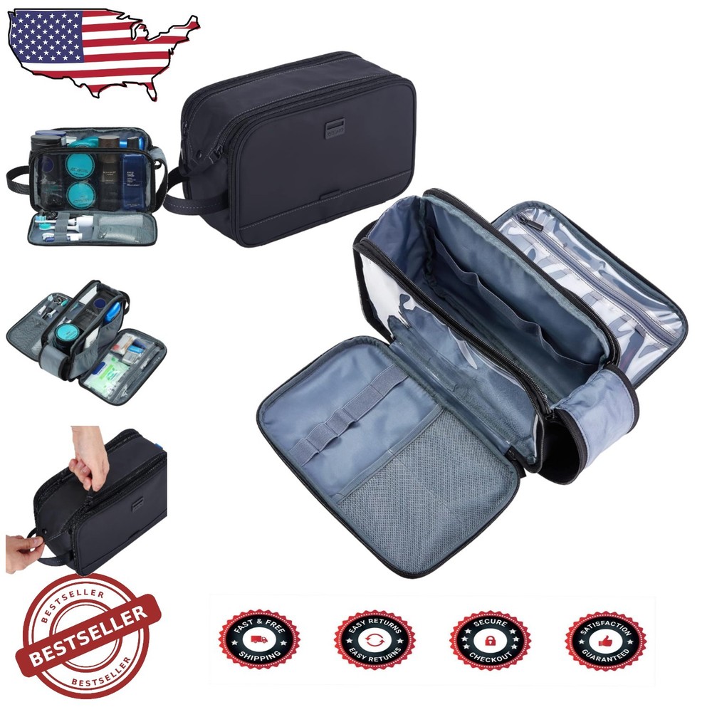 XL Clear Water-Resistant Dopp Kit for Men - Toiletry Organizer