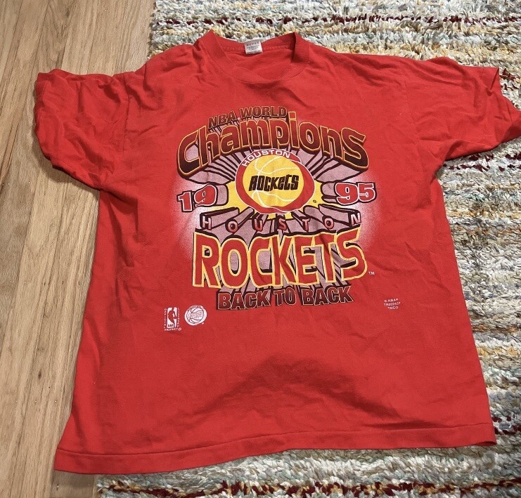 Vintage 1995 Houston Rockets NBA World Champions Back to Back T-Shirt XL