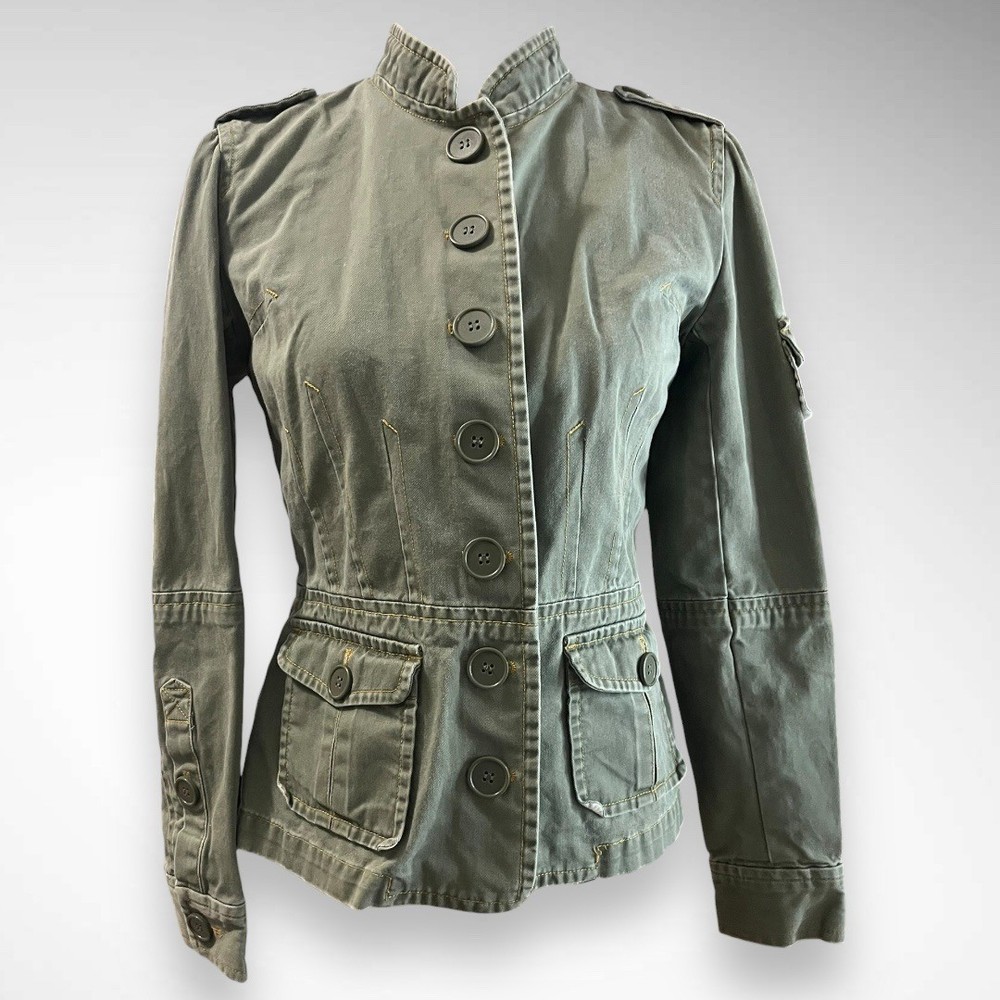 DELIAS Women's Green Military Utility Button Front Jacket Small | EUC
