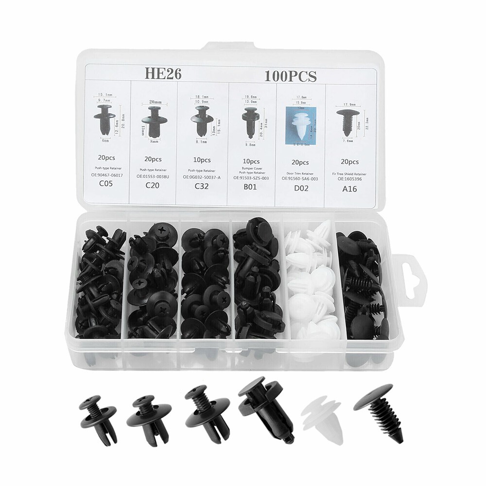 100 x For Honda Bumper Fender Hood Moulding Side Garnish Grille Retainer Clip