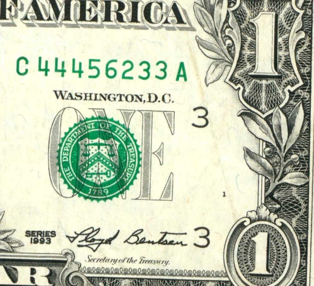 **WEB PRESS NOTE** ((EXPERIMENTAL)) $1 1993 Plate #1/9 Federal Reserve CURRENCY
