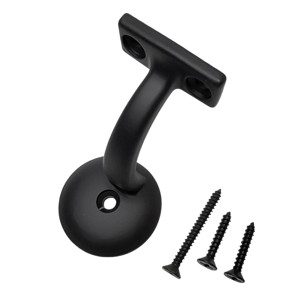 Handrail Bracket Round with Mounting Screws - 1 Piece - (Satin Black)