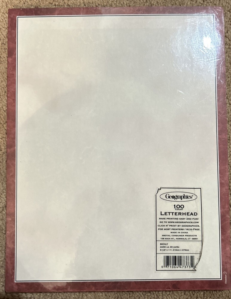 Geographics Acid-Free Letterhead Paper Sicily 100-Count Click N Print  -image