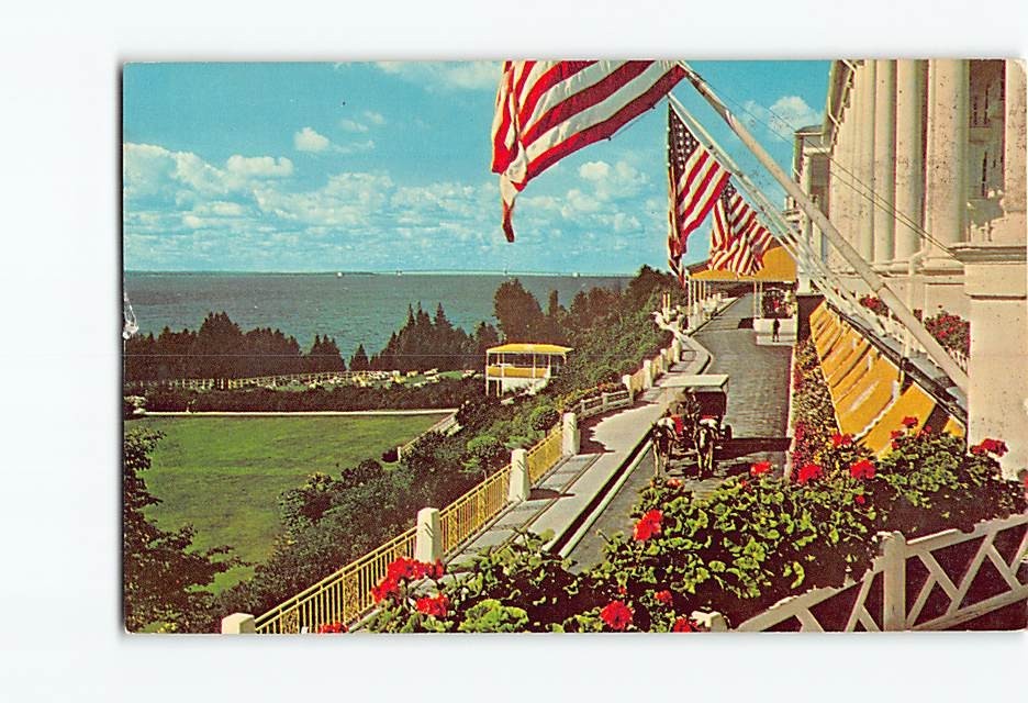 Postcard View from the Porch The Grand hotel Mackinac Island Michigan USA
