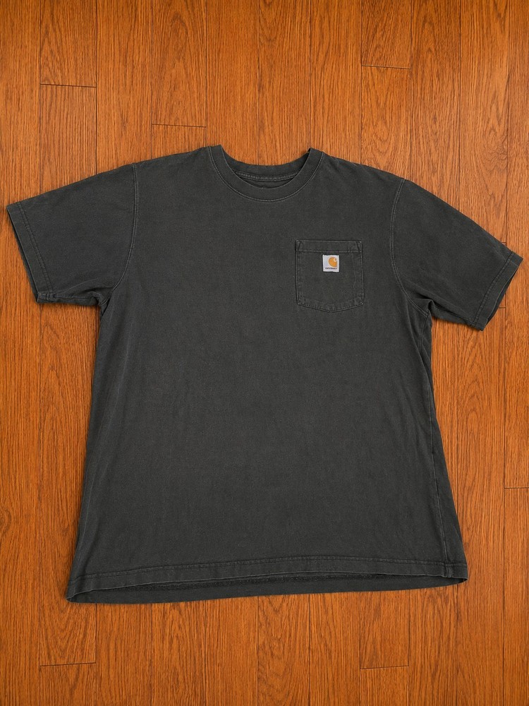 Carhartt Men's Large Pocket T Shirt Black Heavyweight Workwear Logo Tee