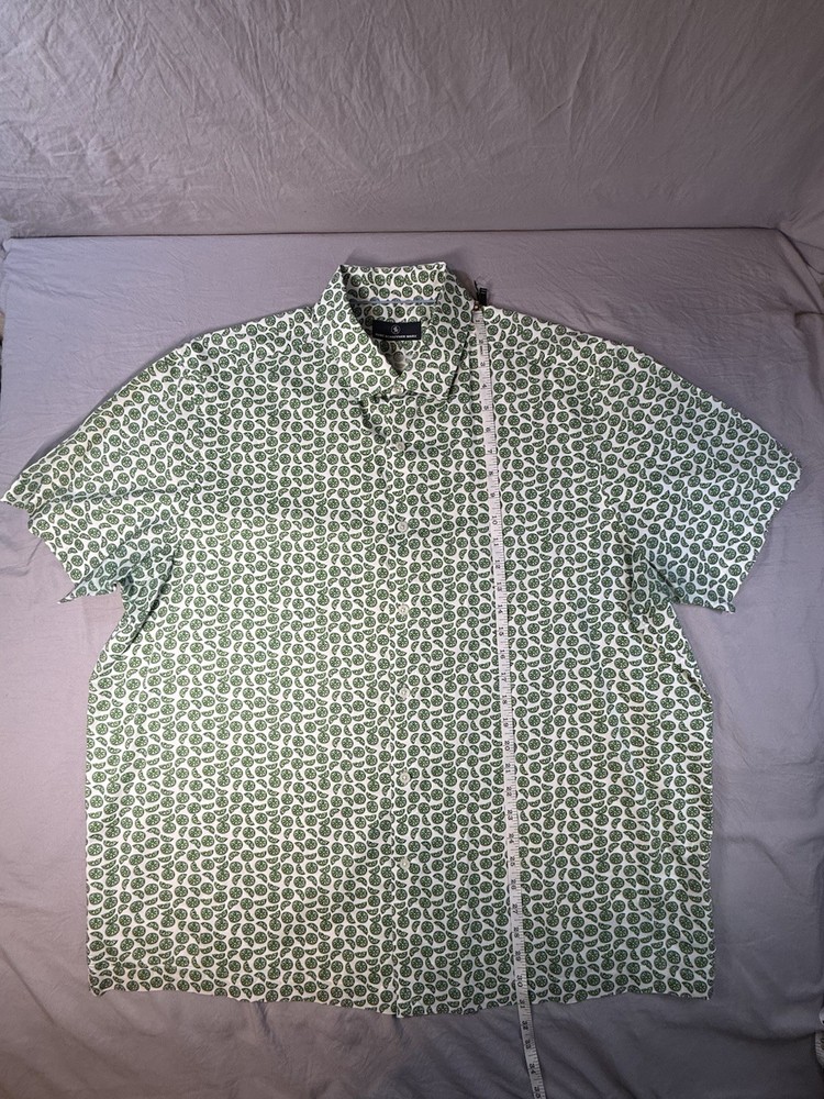 Hart Schaffner Marx Men's Short Sleeve Button-Up Shirt, Lime Pattern Size XL