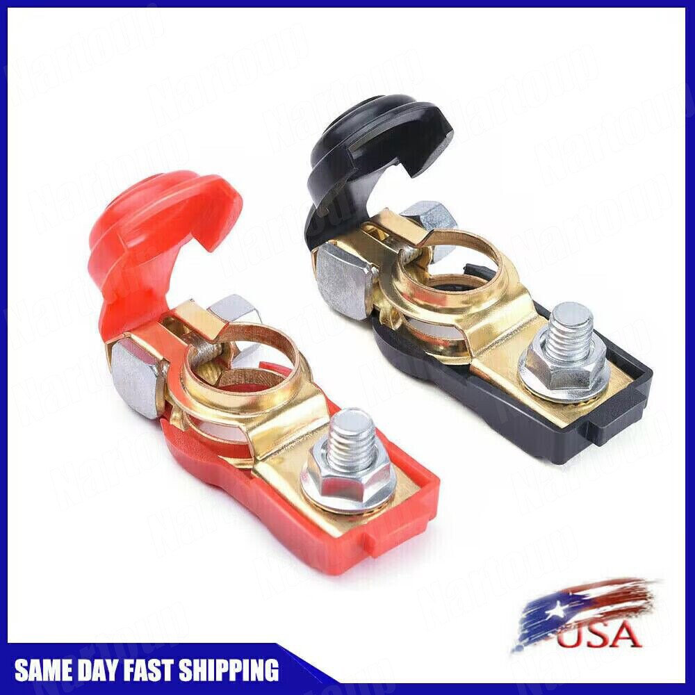 1 Pair Car Copper Battery Terminal Positive/Negative Quick Connector Cable Clamp