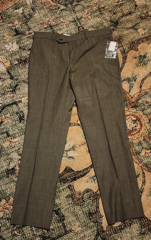 B by Brooks Brothers Mens Wool Blend Dress Suit Pants Brown Plaid 33x30