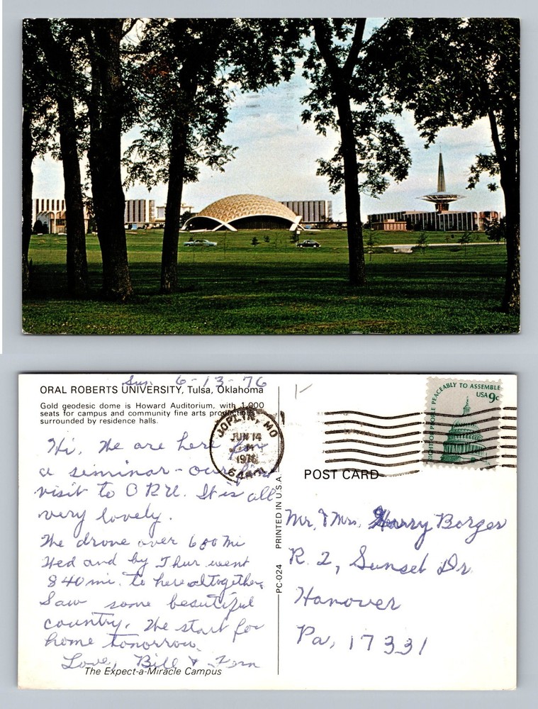 Tulsa, OK-Oklahoma, Oral Roberts University Dome c1974 View Vintage Postcard