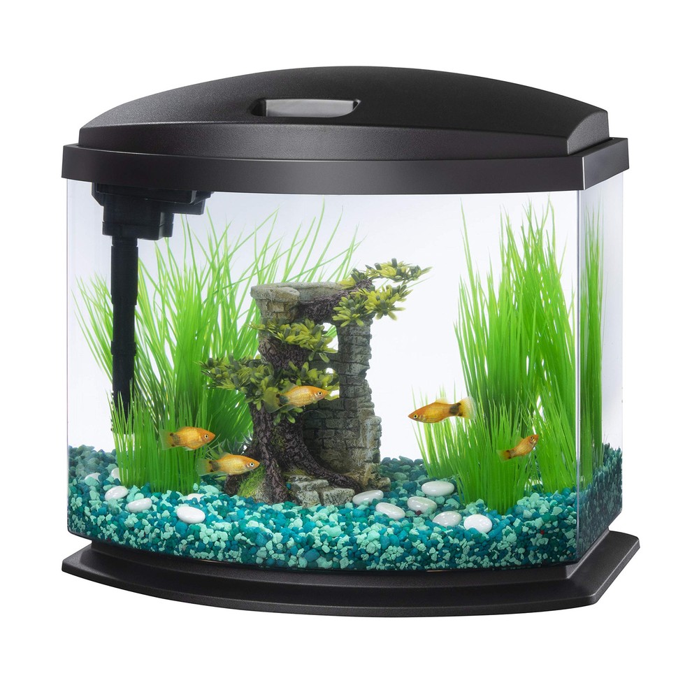 LED MiniBow Small Aquarium Fish Tank Kit with SmartClean Technology, Black, 5...