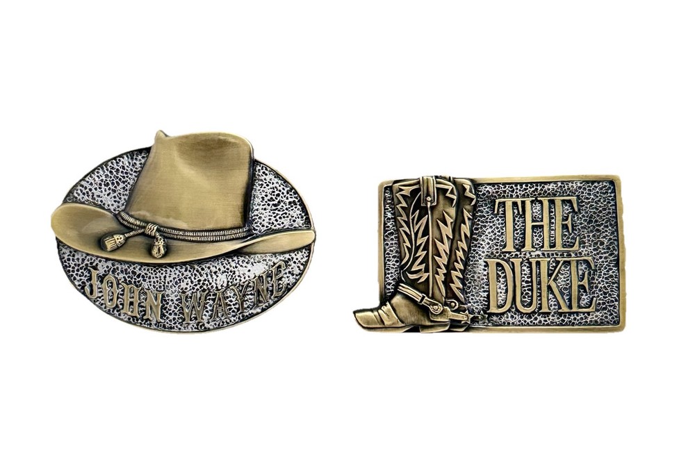 Vintage John Wayne Belt Buckle Wall Art Collection White Hat & The Duke