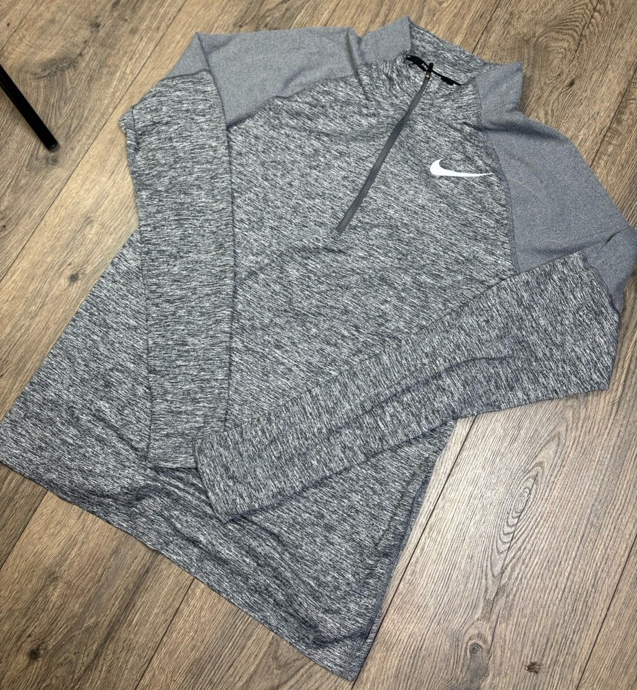 Nike Dri-FIT Men's Gray 1/4 Zip Long Sleeve Pullover Athletic Fit S